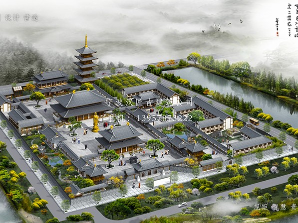 寺廟古建筑鳥瞰圖設(shè)計——展現(xiàn)寺廟的壯麗景象